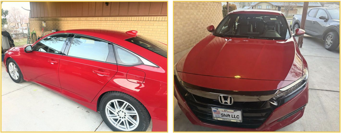 Honda Accord before and after decontamination, polish & ceramic application